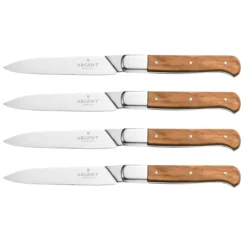Argent Lynden Olive Wood Steak Knives, Set of 4