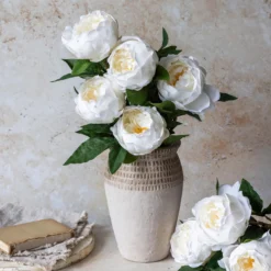 Artificial Real Touch White Peony Stem
