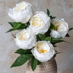 Artificial Real Touch White Peony Stem
