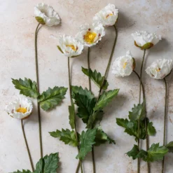 Artificial White Poppy Stem