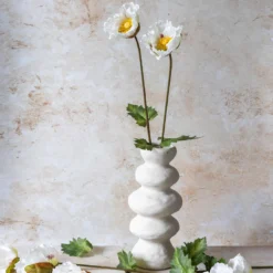 Artificial White Poppy Stem