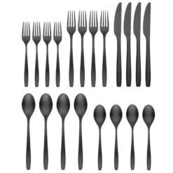 Averie Black Satin 20-Piece Flatware Set