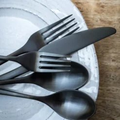 Averie Black Satin 20-Piece Flatware Set
