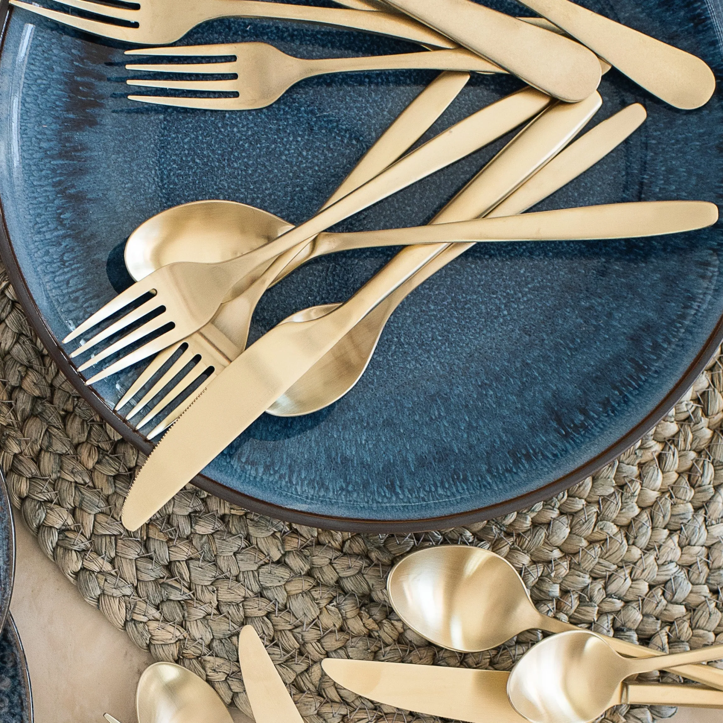 Averie Champagne Satin 20-Piece Flatware Set