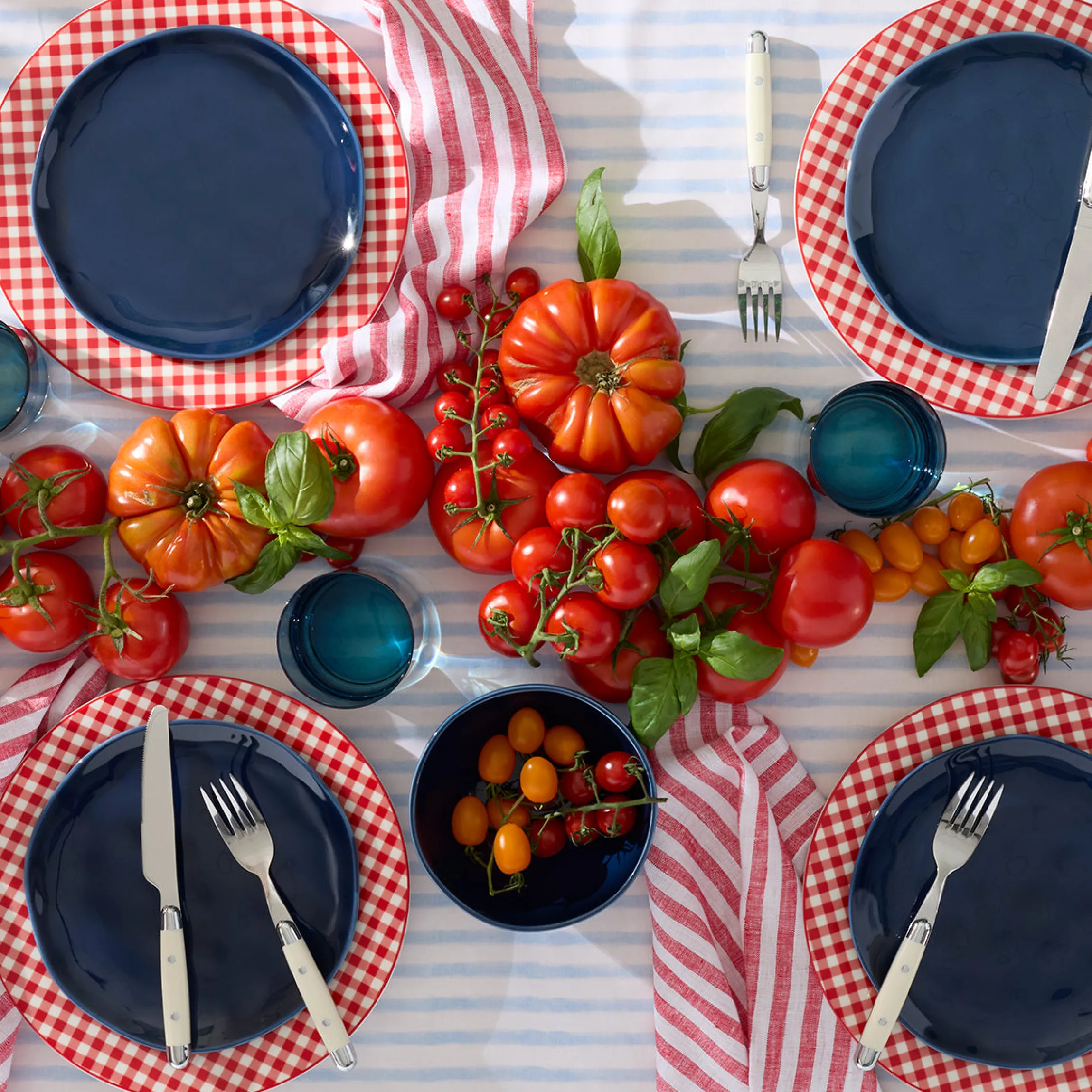Bay Colors Blue Accent Plates, Set of 4