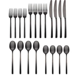 Beacon Black Satin 20-Piece Flatware Set