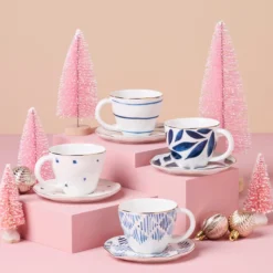 Blue Bay 8-Piece Espresso Cup & Saucer Set