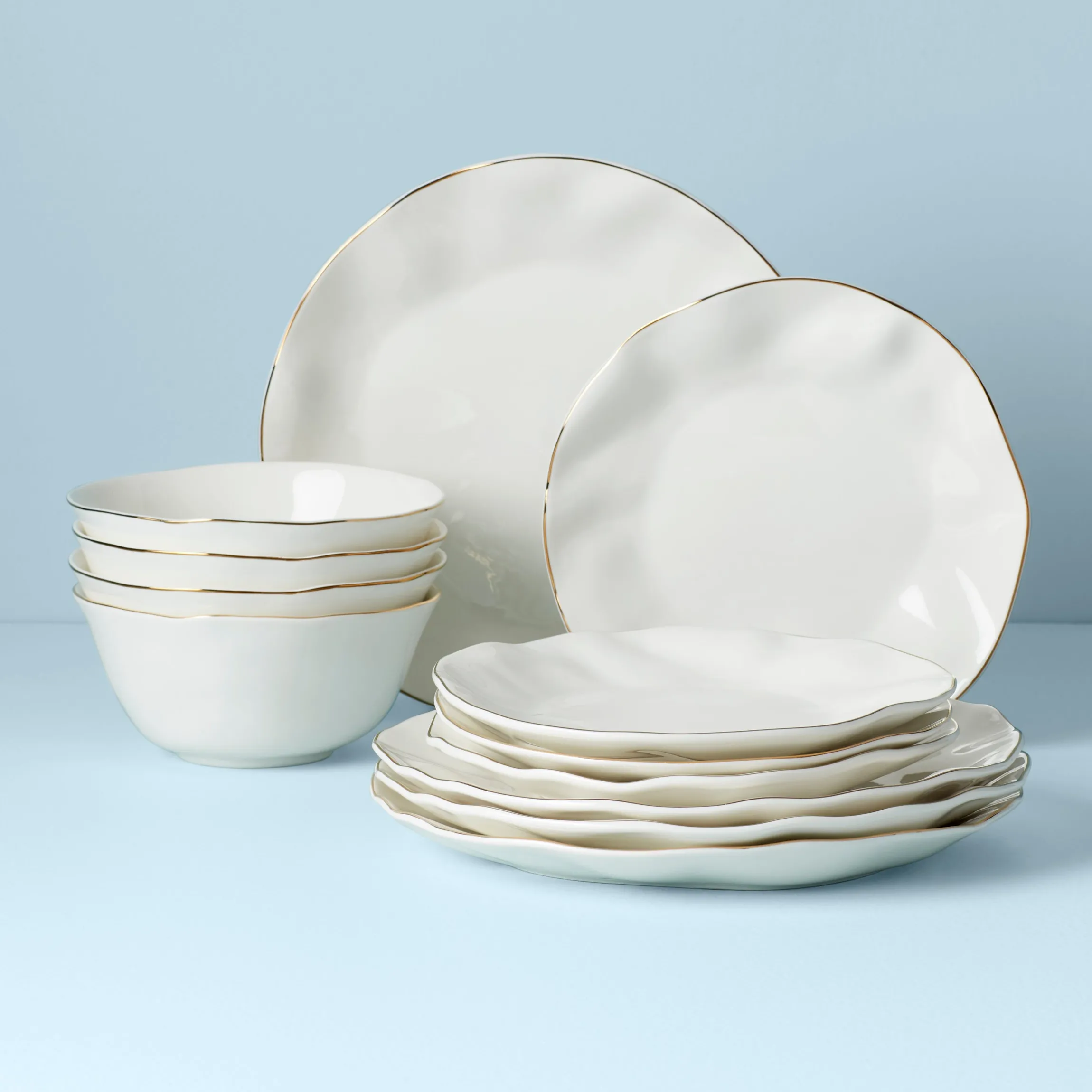 Blue Bay White 12-Piece Dinnerware Set