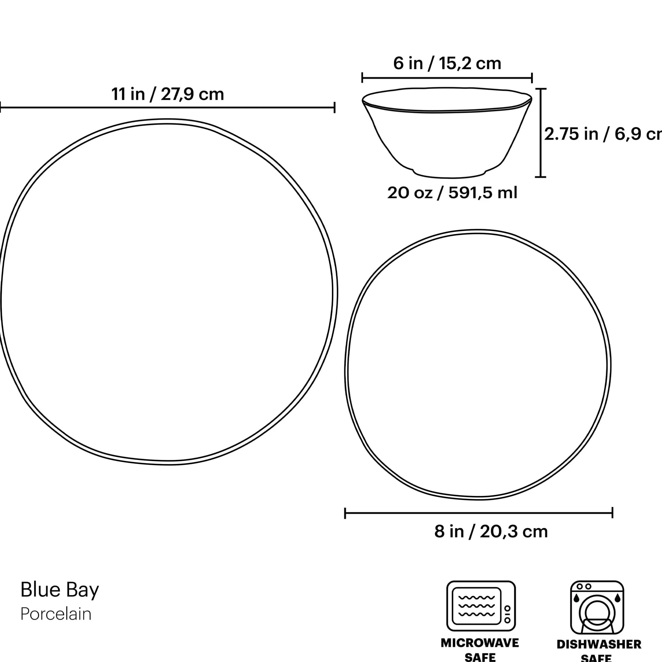 Blue Bay White 12-Piece Dinnerware Set