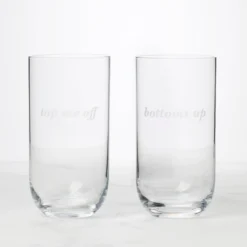 Bottoms Up & Top Me Off Highball Glasses, Set of 2