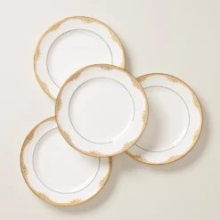 British Colonial Bamboo Dinner Plates, Set of 4