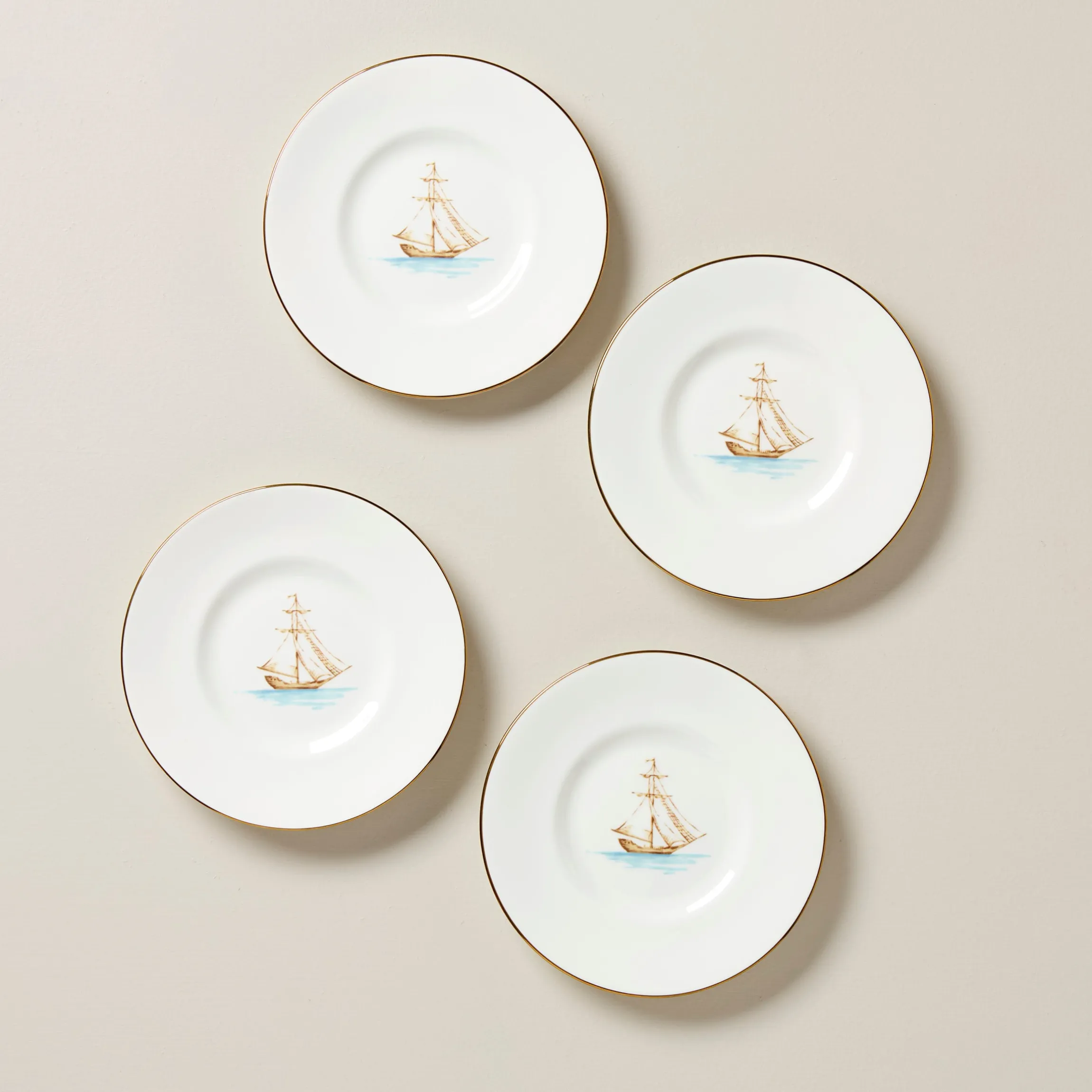 British Colonial Tradewinds Party Plates, Set of 4