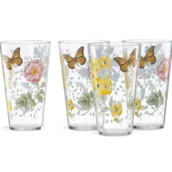Butterfly Meadow Acrylic Highball Glasses, Set of 4