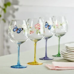 Butterfly Meadow Balloon Wine Glasses, Set of 4, Assorted