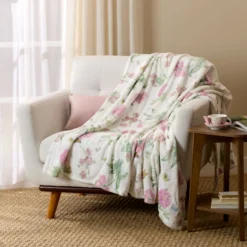 Butterfly Meadow Bloom Pink Throw Blanket