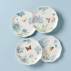 Butterfly Meadow Blue Dessert Plates, Set of 4