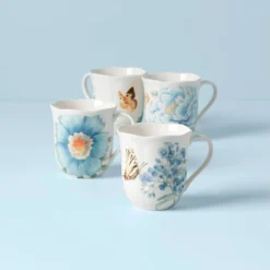 Butterfly Meadow Blue Mugs, Set of 4