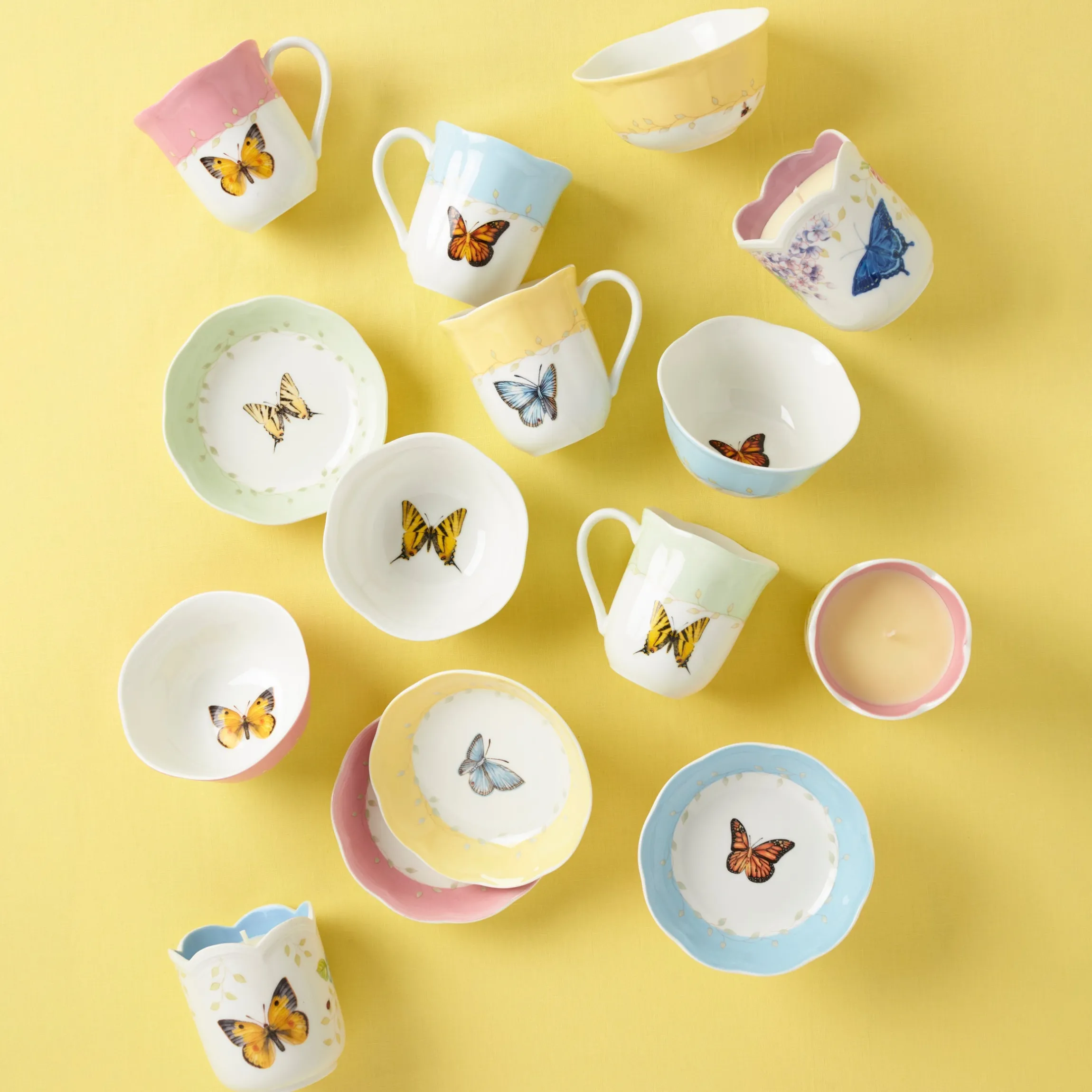 Butterfly Meadow Colors Mugs, Set of 4