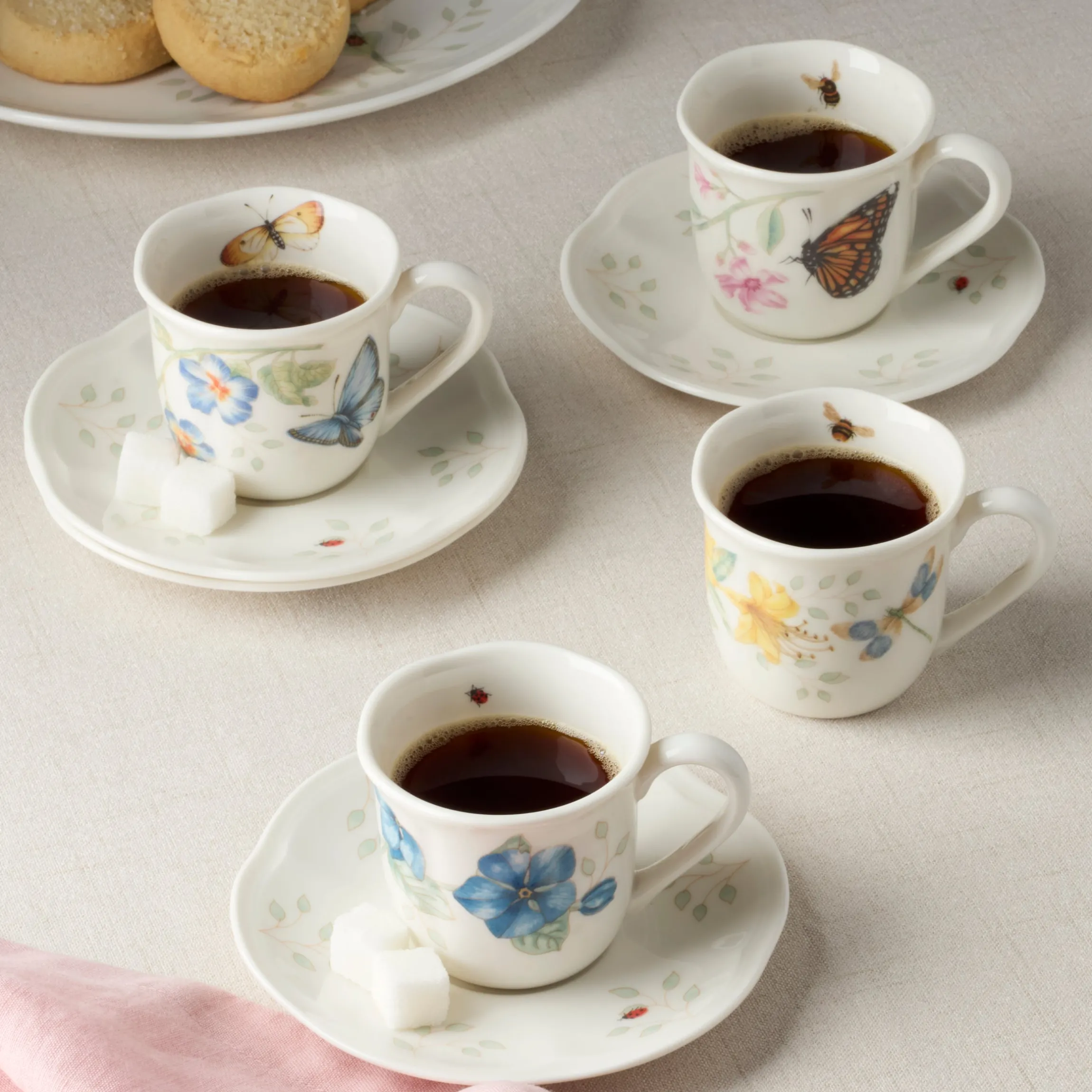 Butterfly Meadow Espresso Cup & Saucers, Set of 4