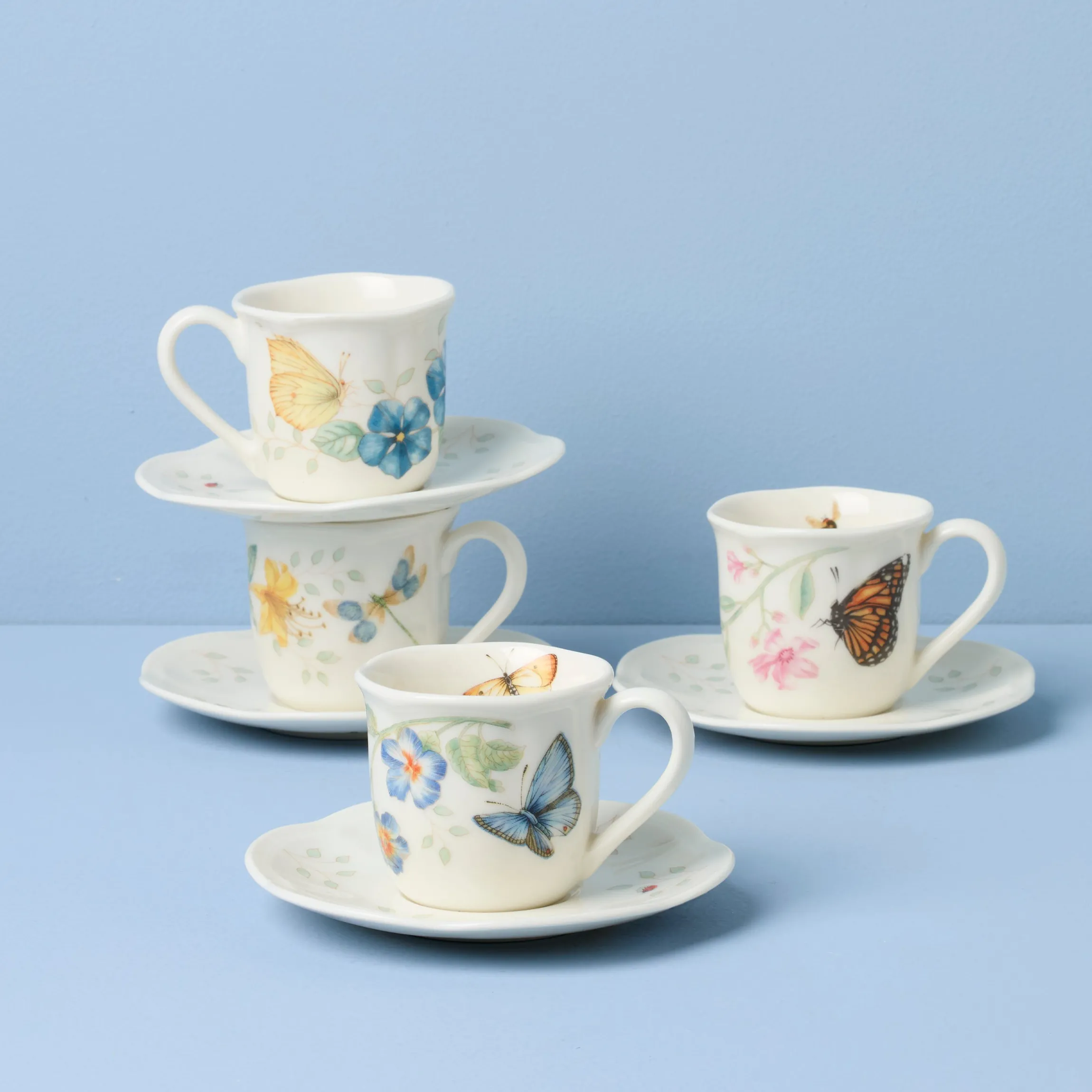 Butterfly Meadow Espresso Cup & Saucers, Set of 4