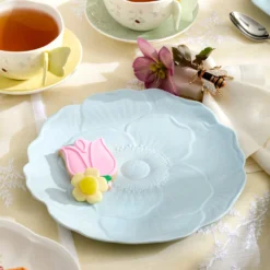 Butterfly Meadow Floral Blue Accent Plates, Set of 4