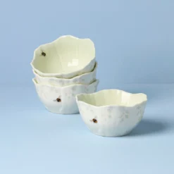 Butterfly Meadow Floral Green Dessert Bowls, Set of 4