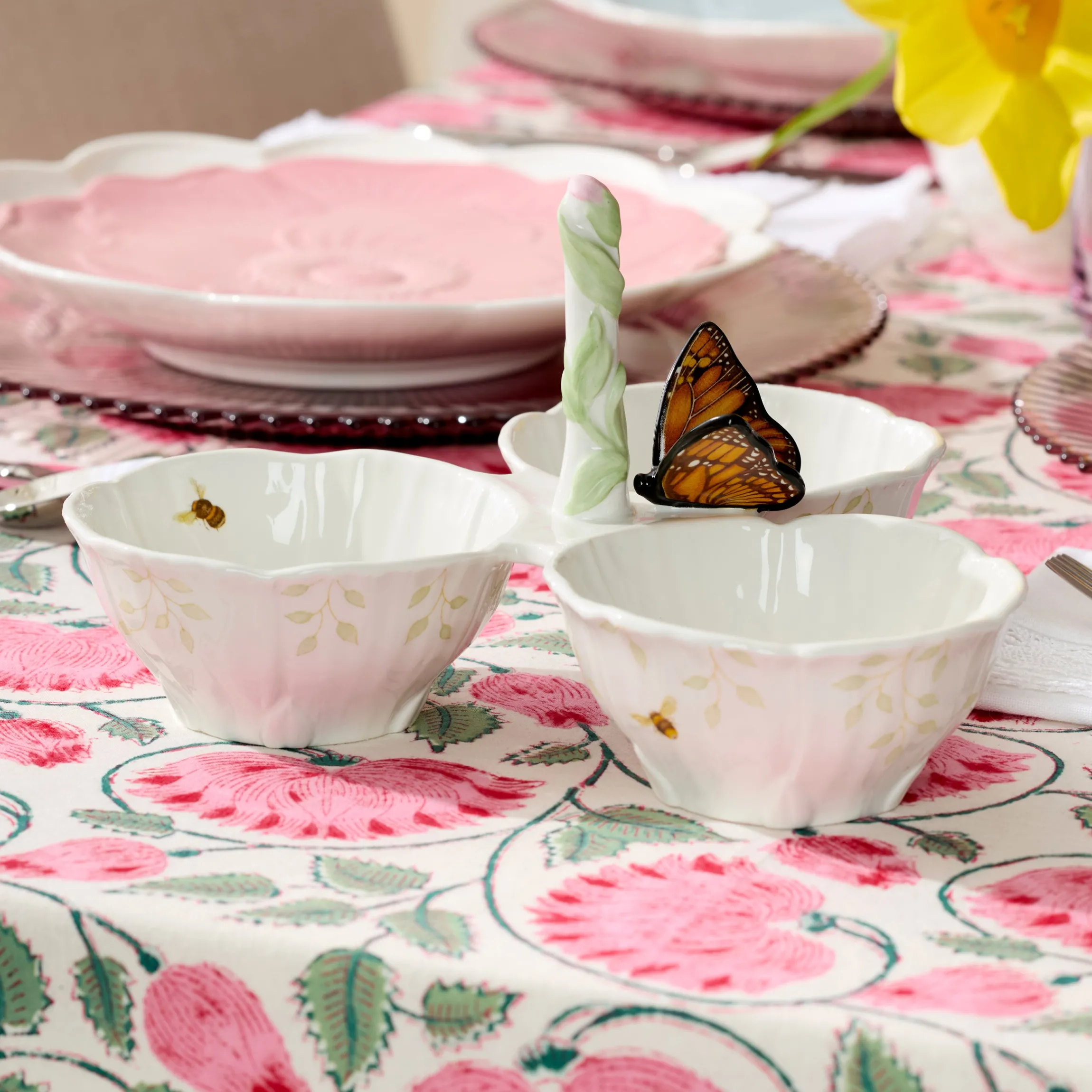 Butterfly Meadow Floral 3-Section Server