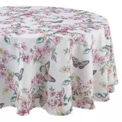 Butterfly Meadow Floral 70x70 Round Tablecloth