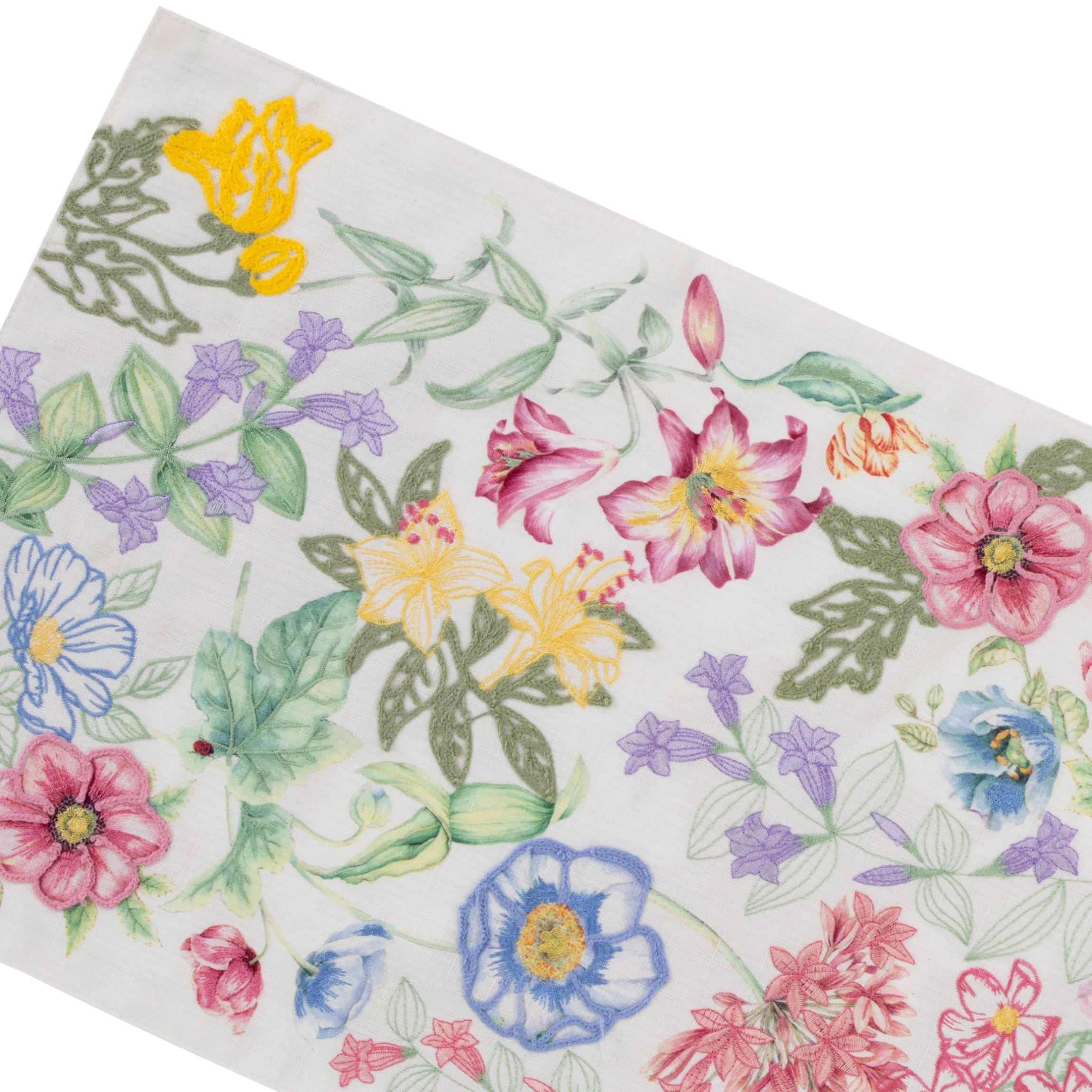 Butterfly Meadow Garden Embroidered Centerpiece Table Runner