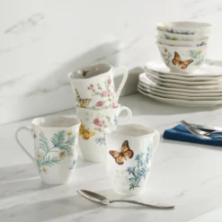 Butterfly Meadow Herbs Mugs, Set of 4