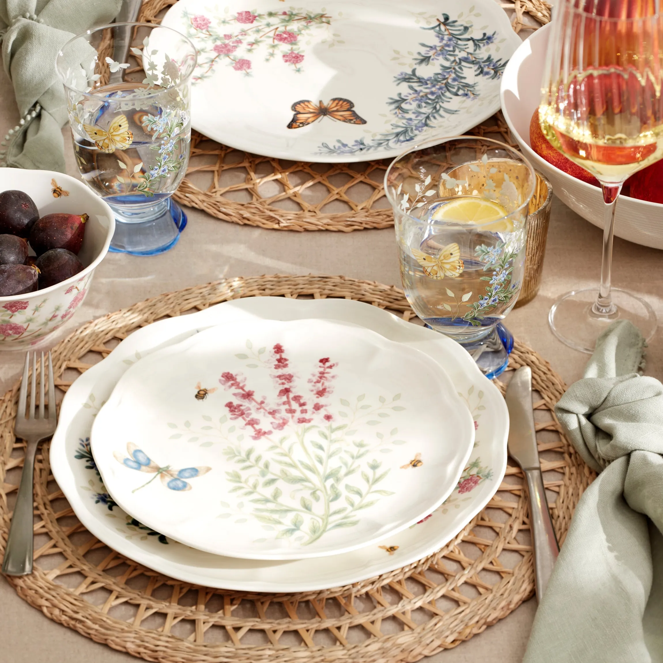 Butterfly Meadow Herbs 12-Piece Dinnerware Set