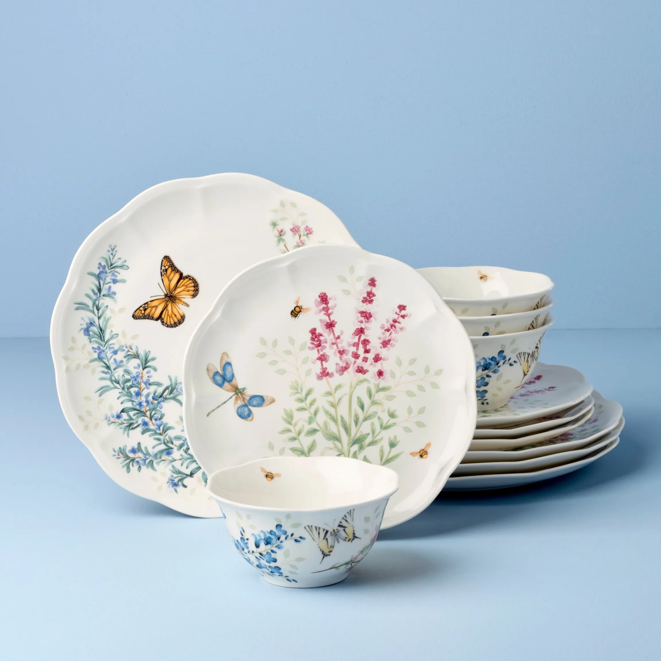 Butterfly Meadow Herbs 12-Piece Dinnerware Set