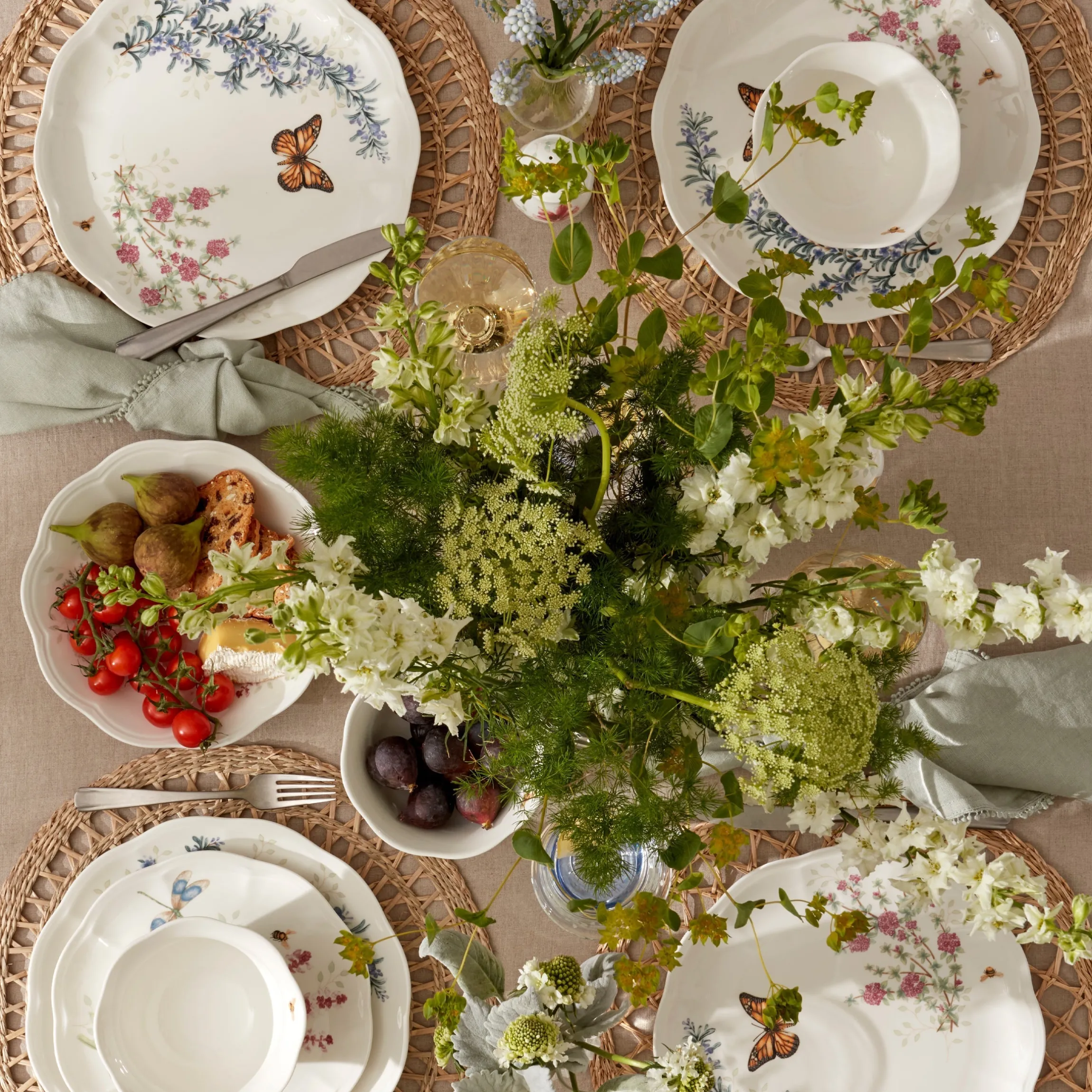 Butterfly Meadow Herbs Rice Bowls, Set of 4