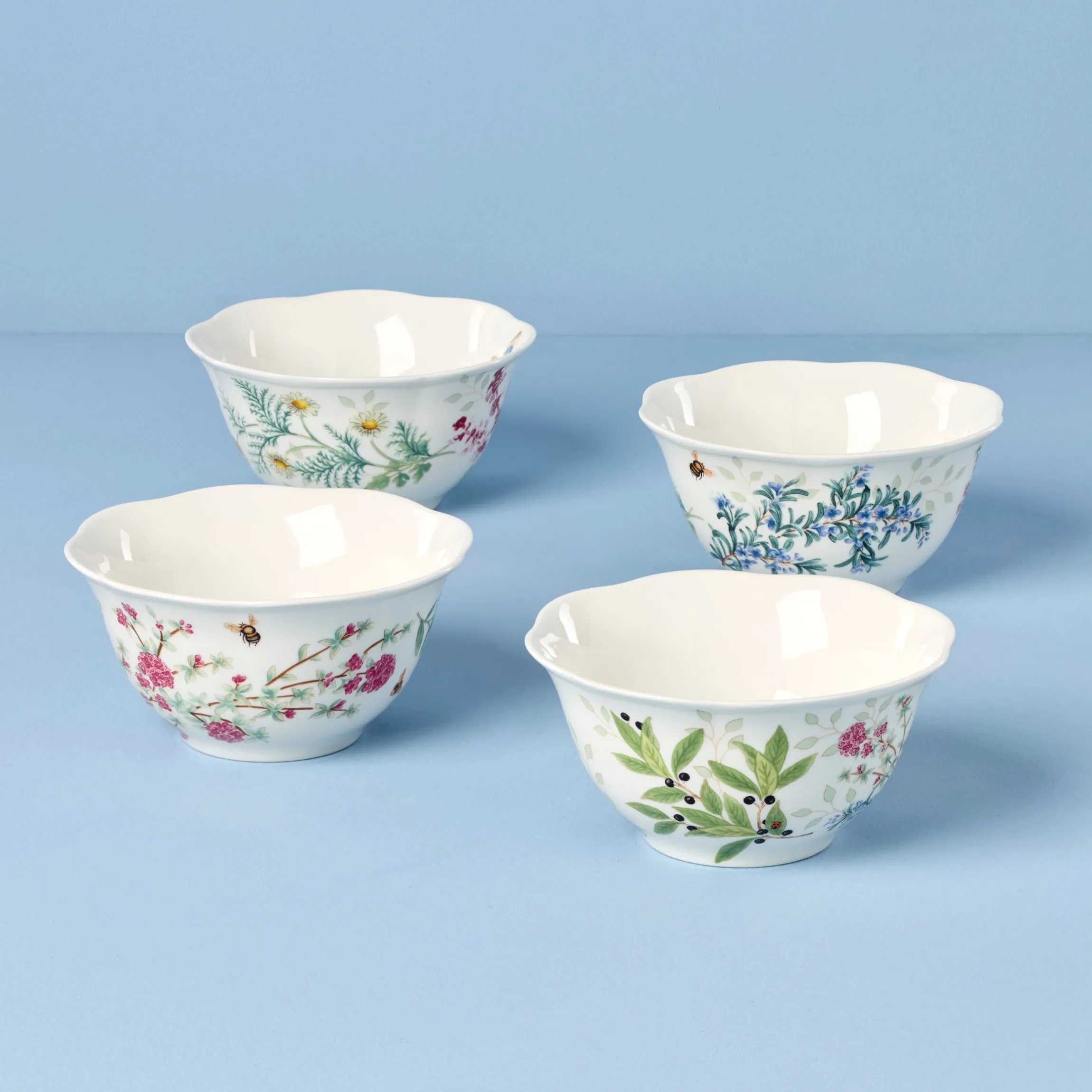 Butterfly Meadow Herbs Rice Bowls, Set of 4