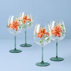 Butterfly Meadow Holiday Balloon Glasses, Set of 4