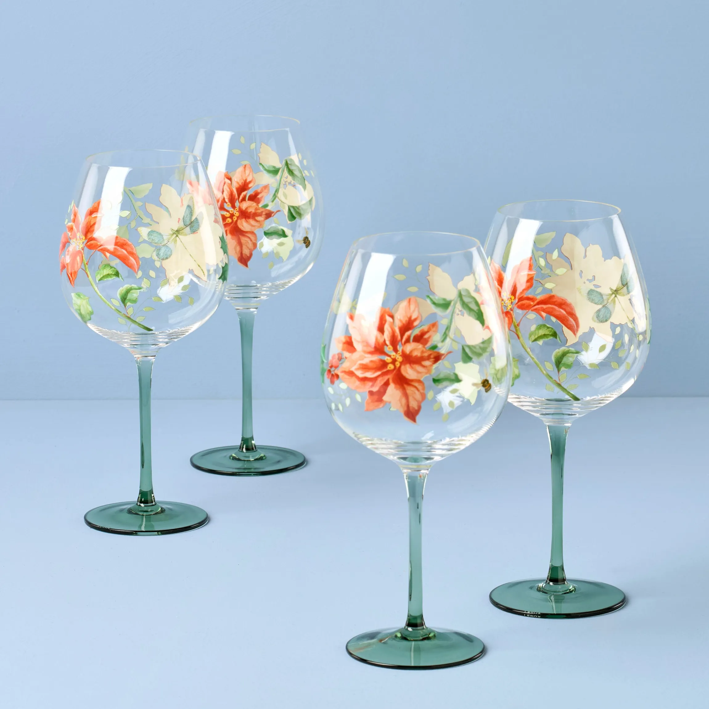 Butterfly Meadow Holiday Balloon Glasses, Set of 4