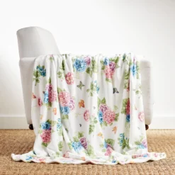 Butterfly Meadow Hydrangea Throw Blanket
