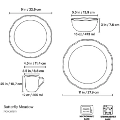 Butterfly Meadow 24-Piece Dinnerware Set