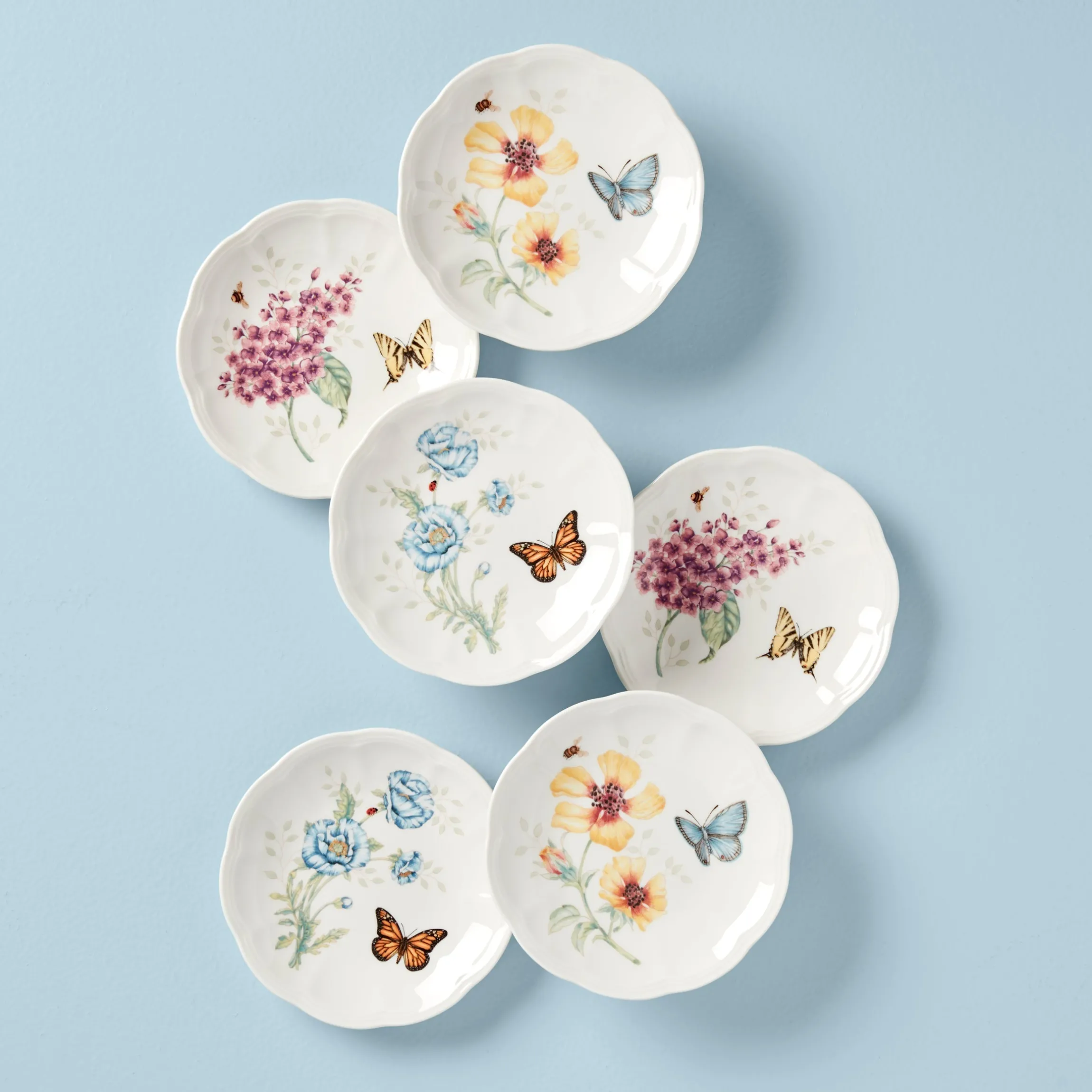 Butterfly Meadow 6-Piece Tidbit Plate Set