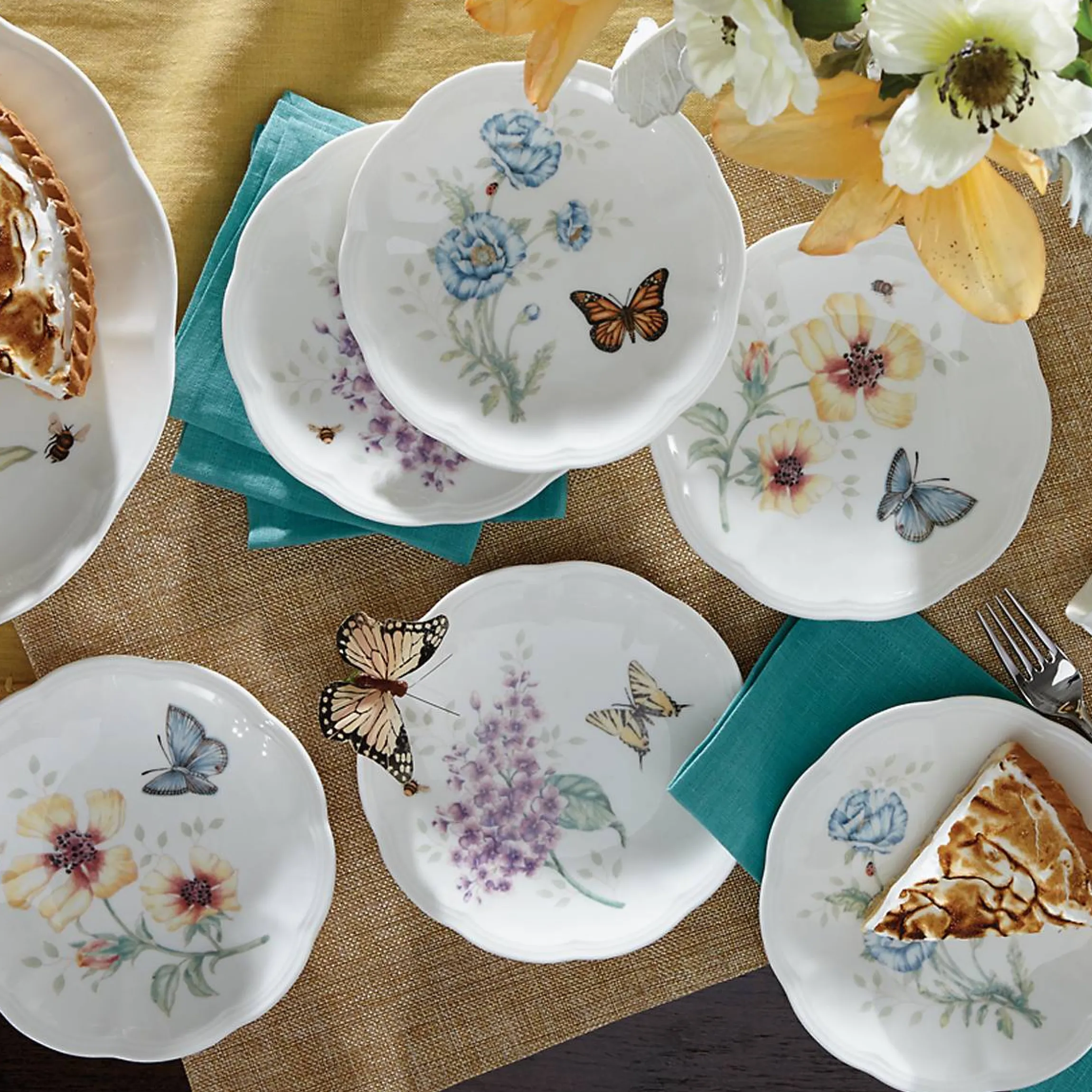 Butterfly Meadow 6-Piece Tidbit Plate Set