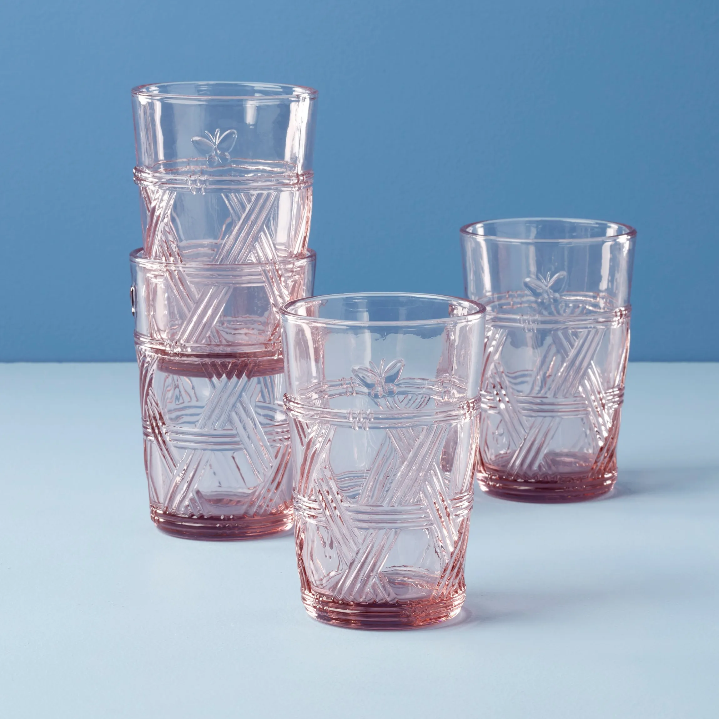 Butterfly Meadow Pink Tall Glasses, Set of 4