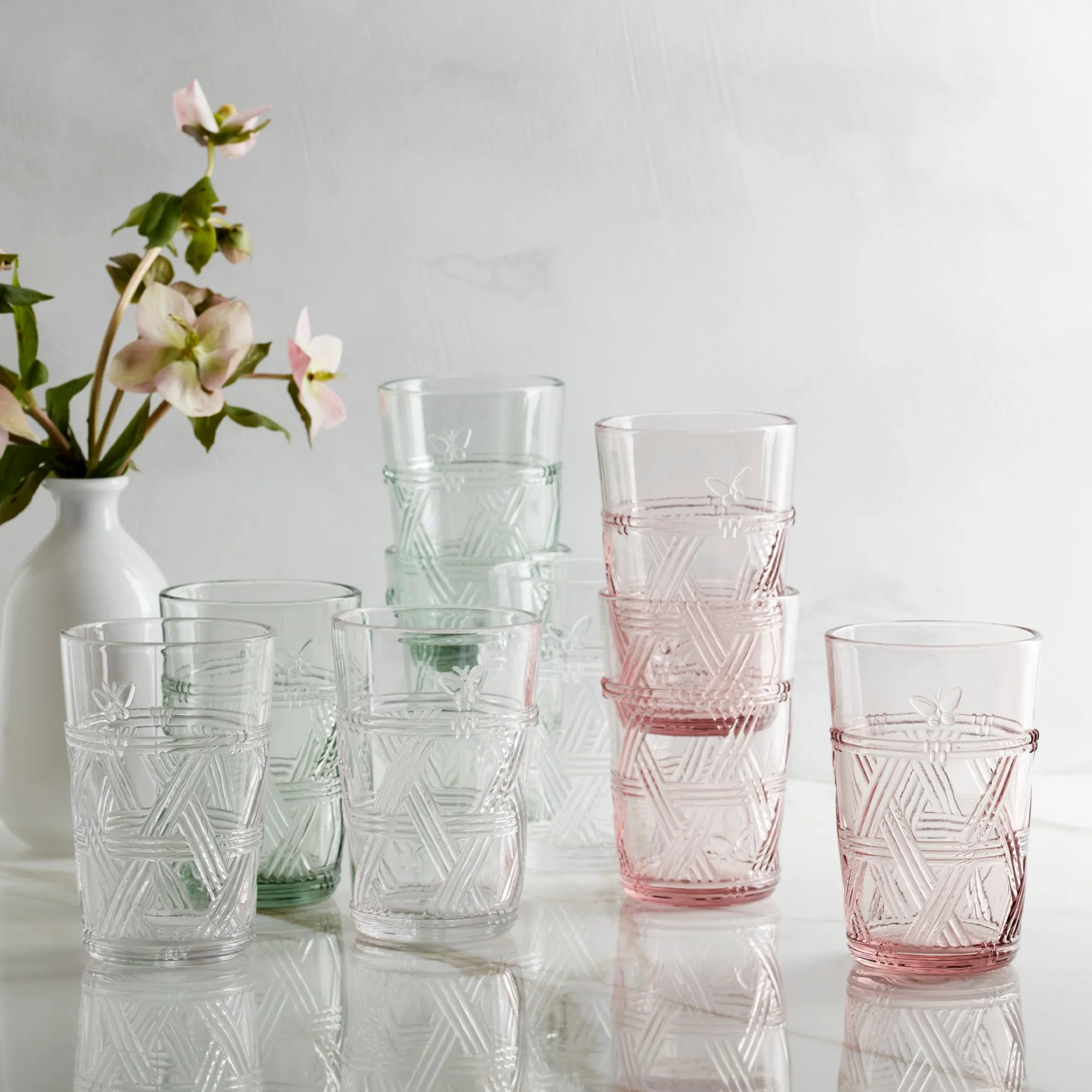 Butterfly Meadow Pink Tall Glasses, Set of 4