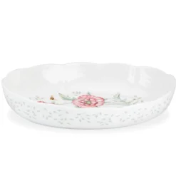 Butterfly Meadow Scalloped Oval Baker