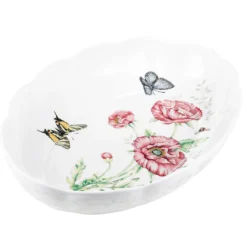 Butterfly Meadow Scalloped Oval Baker
