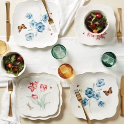 Butterfly Meadow Square Dinner Plates, Set of 4