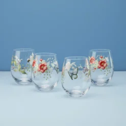 Butterfly Meadow Stemless Wine Glasses, Set of 4