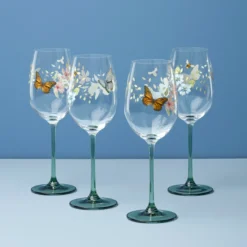 Butterfly Meadow Wine Glasses, Set of 4