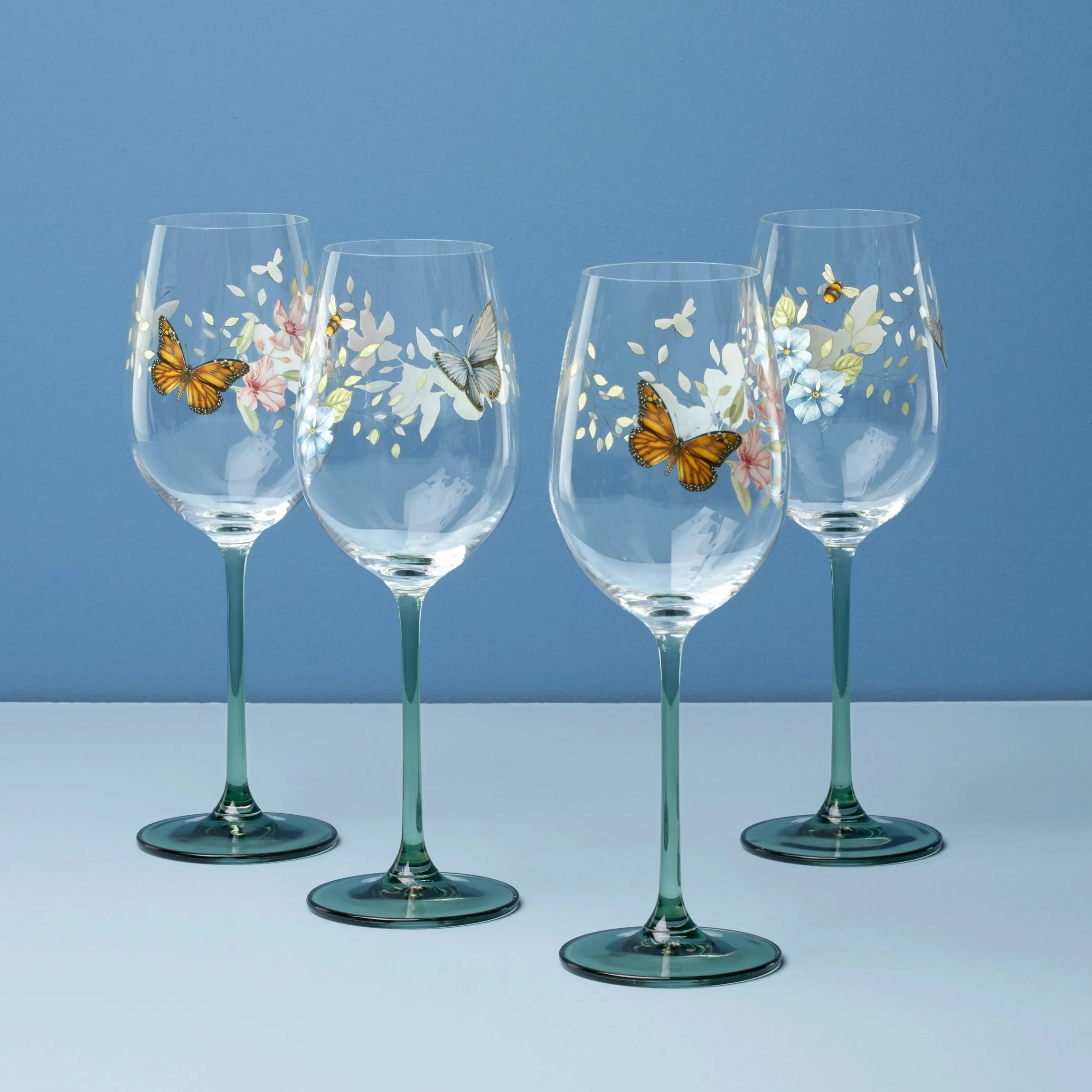 Butterfly Meadow Wine Glasses, Set of 4