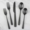 Cecil Black Satin Hammered 20-Piece Flatware Set