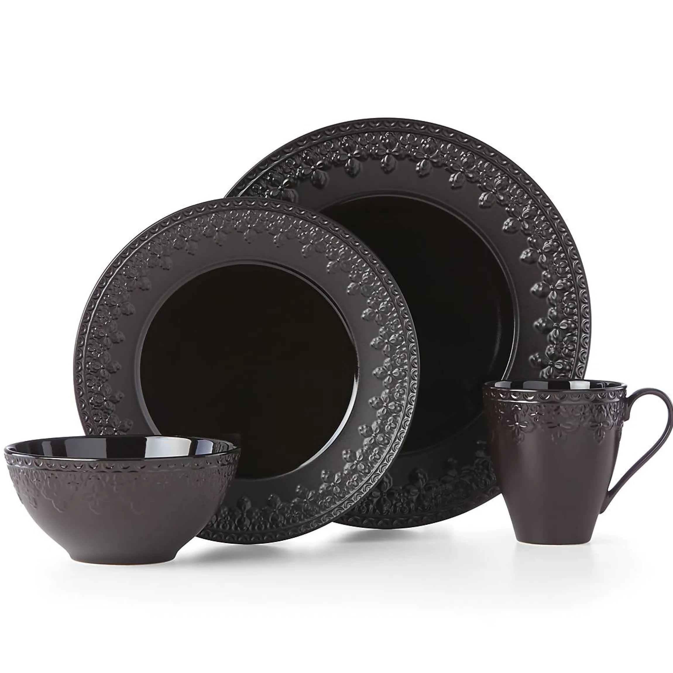Chelse Muse Fleur Black All-Purpose Bowls, Set of 4